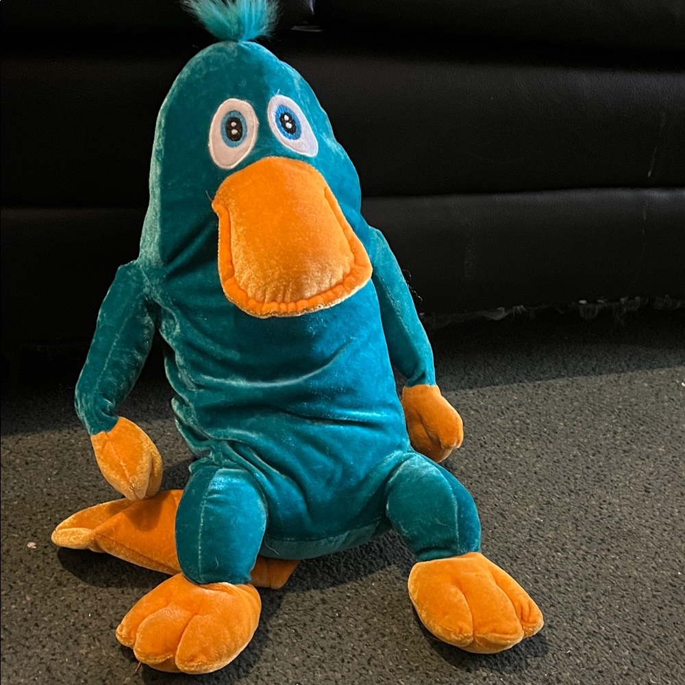 Plush Teal and Orange Platypus Toy - Picture 2 of 4